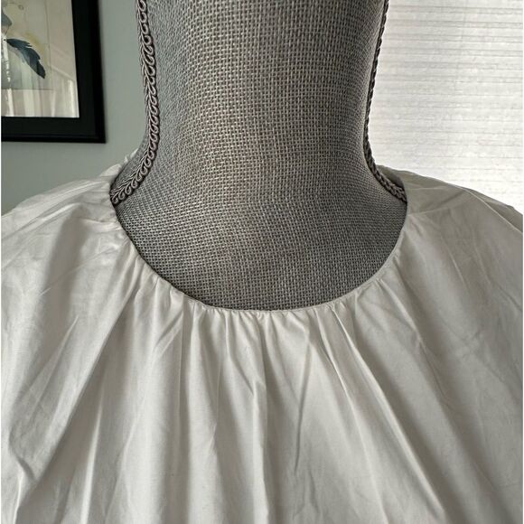 NWT Monn White Semi Sheer Asymmetric Tiered 3/4 sleeve Midi Dress size XS - Picture 7 of 8